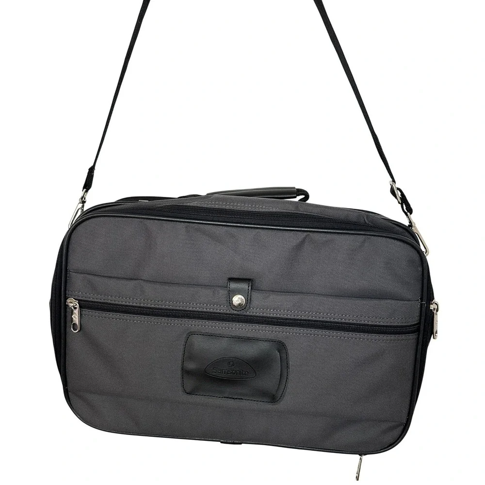 Samsonite Messenger Bag Charcoal Grey Ballistic Nylon Travel Briefcase